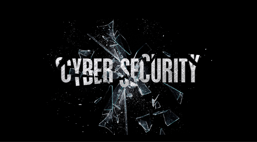 Cybersécurité éclat de verre fond noir